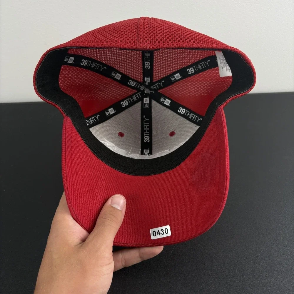New Era 39THIRTY Make Caulk Great Again Hat Red Mesh Parody Cap Stretch Fit M/L